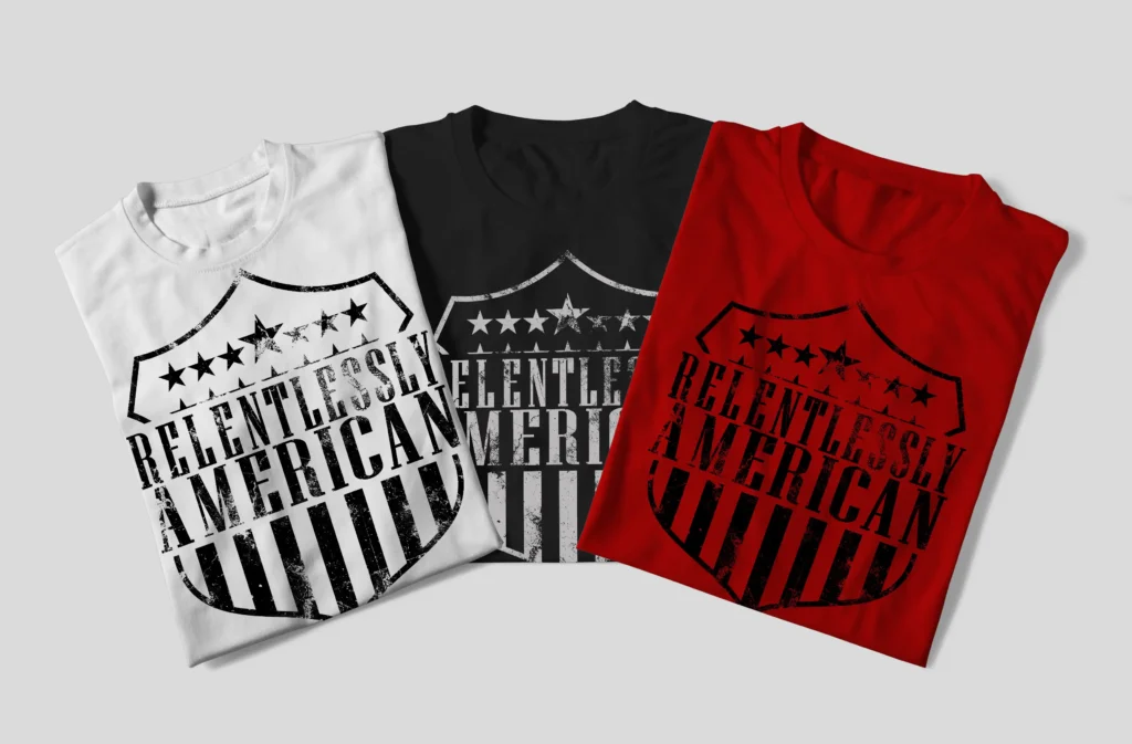 relentlessly american shield t shirt